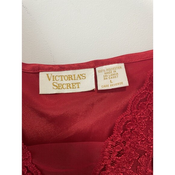 Vintage 90's Victoria's Secret Gold Label Red Silky Long Nightgown Dress Satin L - Picture 4 of 8
